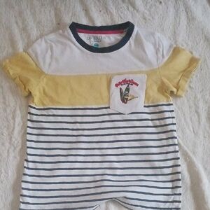 Kids Short Sleeve Striped Tee - Yellow and White